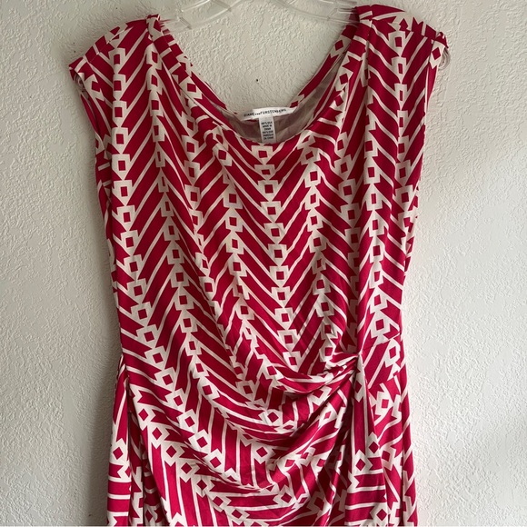 100% Silk Diane Von Furstenberg Retro Pink Red Wrap Dress - Picture 2 of 10